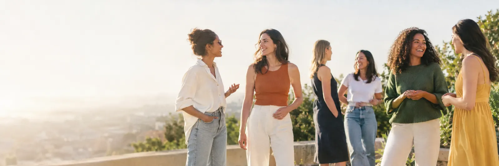 Women talking together outdoors